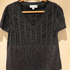 St. john Evening by Marie Gray Black sequin top short sleeve
